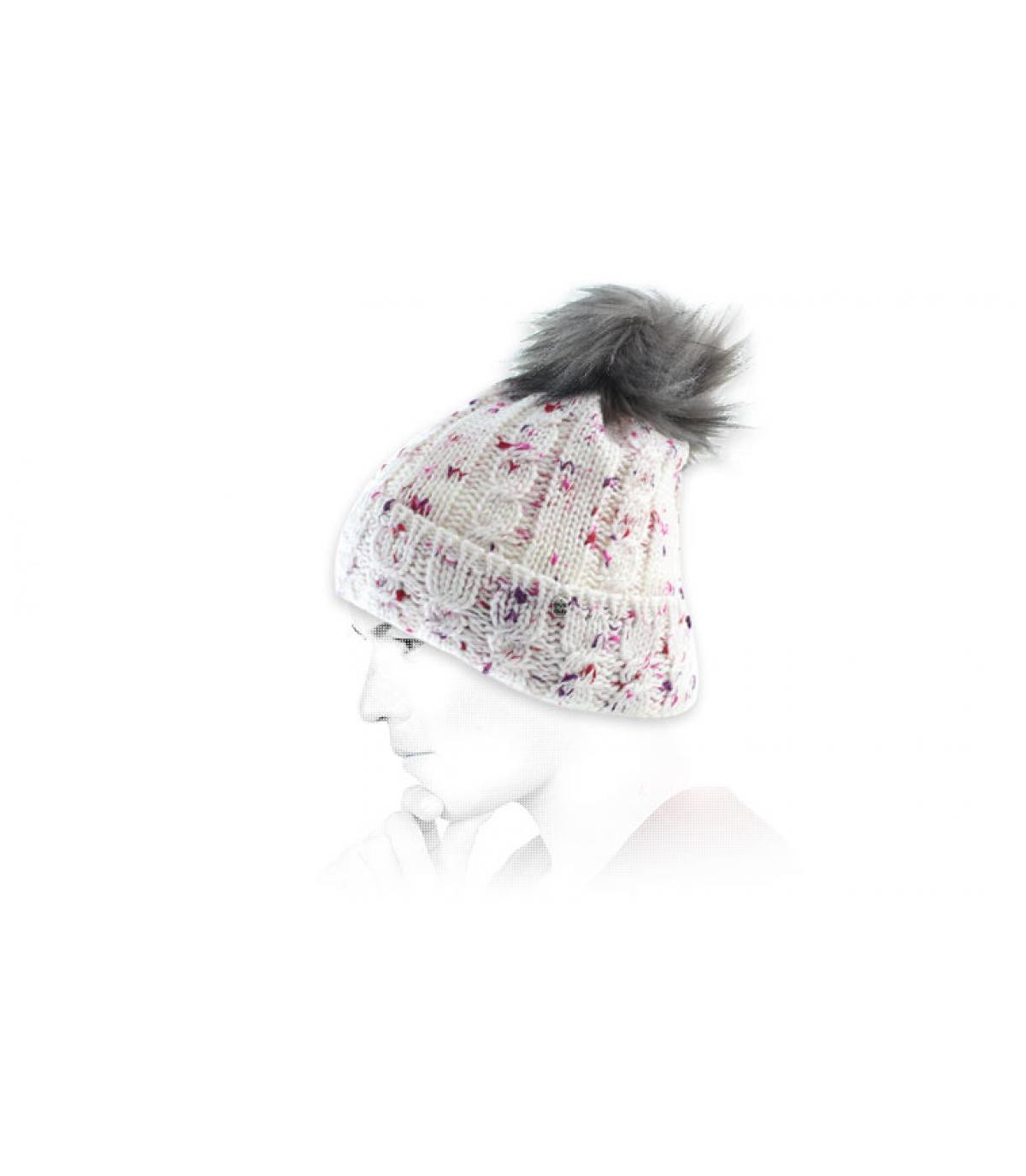Bommelmütze weiß rosa Roxanne Hat white Bommelmütze weiß rosa Roxanne Hat white